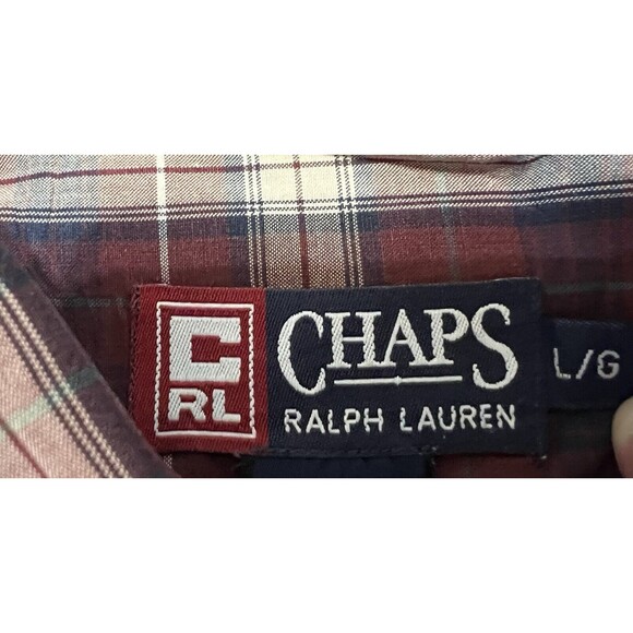 Ralph Lauren Chaps Button Down Shirt RCL Mens Large Red Plaid Check Long Sleeve - Picture 3 of 11